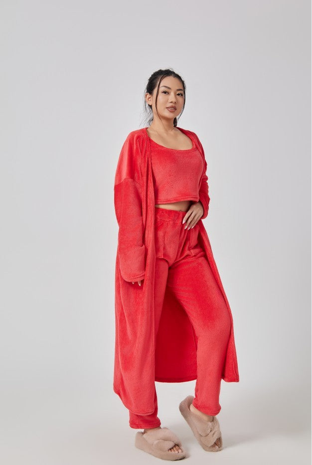 Cozy 3-Piece Lounge Pajama Set – Fluffy & Stylish Winter Wear