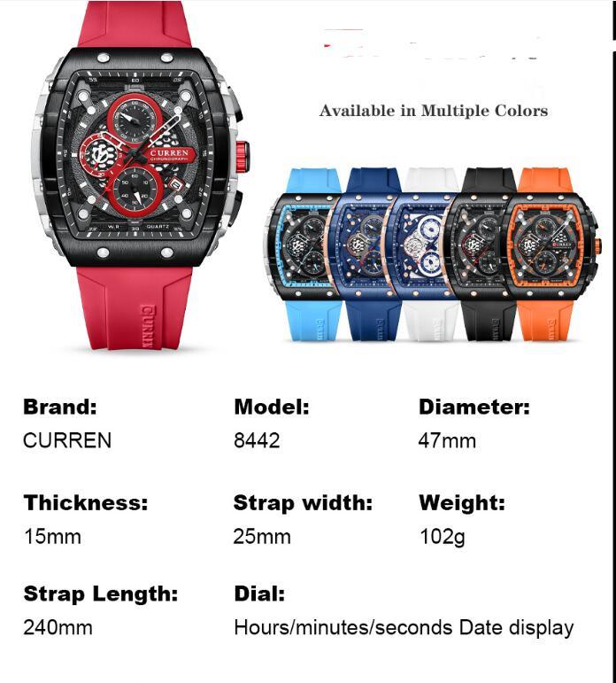 Dynamic Six-Pin Quartz Tape Men's Sports Watch