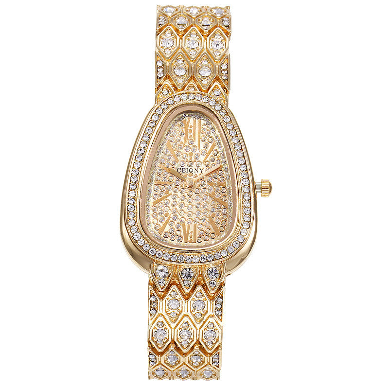 Diamond-Studded Steel Chain Fashion Watch