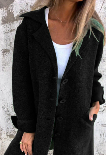 ChicLayer™ - Women's Lapel Single-Breasted Cardigan | Elegant Mid-Length Coat