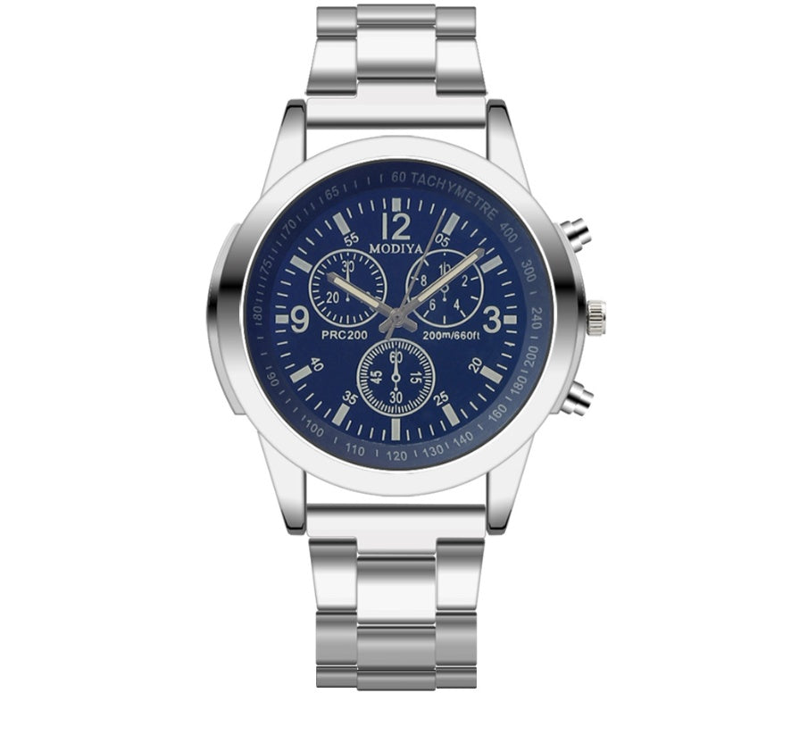 LUXORIS™ Blu-Ray Elegance – Stylish Steel Band Quartz Watch