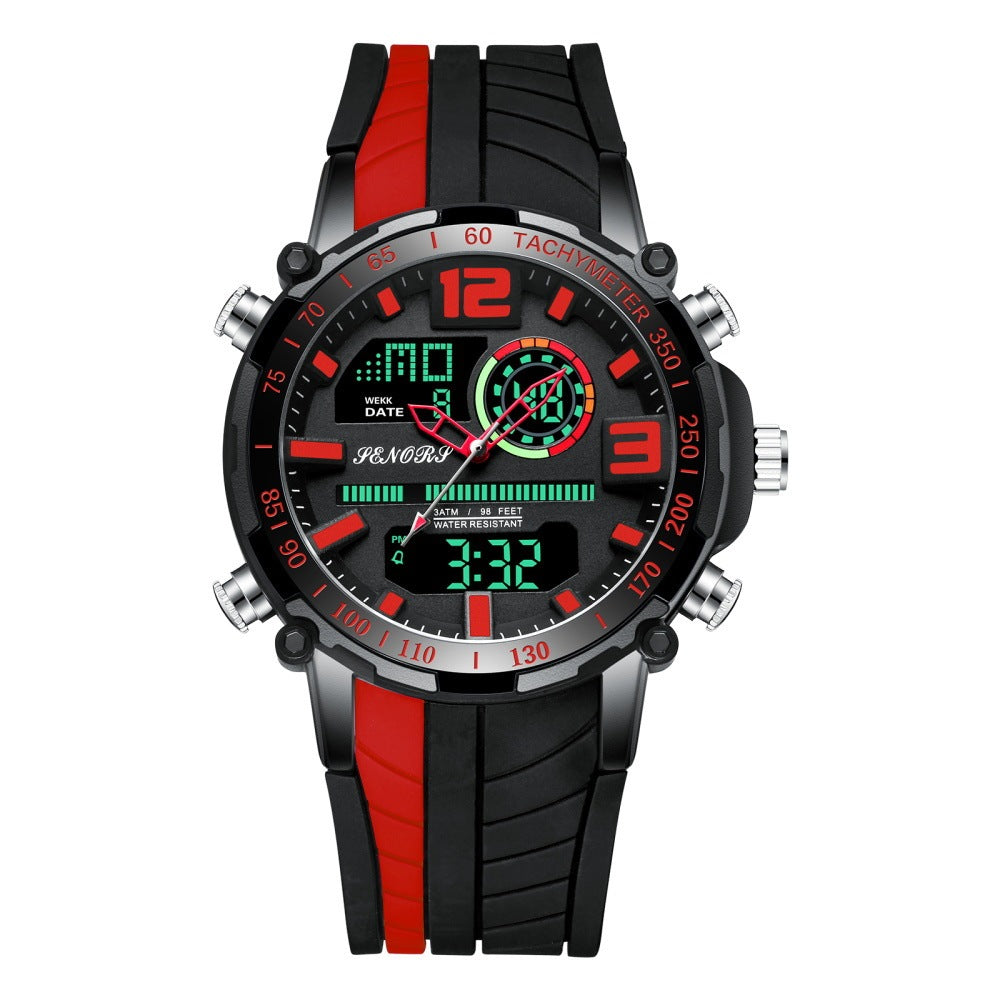 Sporty Multifunction Dual Display Men's Watch