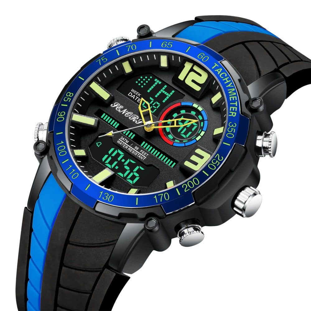 Sporty Multifunction Dual Display Men's Watch