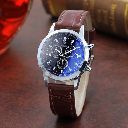 AeroLux™ Blue Glass Quartz Watch – Stylish Men's Timepiece