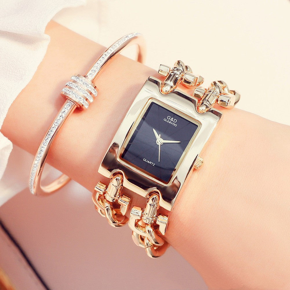 AliExpress Two-Chain Explosion-Proof Quartz Female Watch