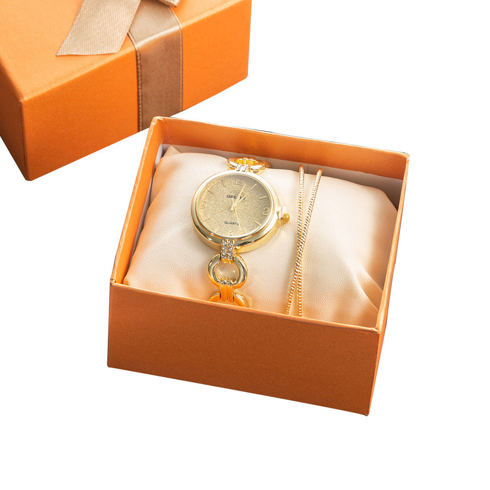 Chic Elegance: 2-Piece Simple Casual Watch Set with Frosted Hollow Design