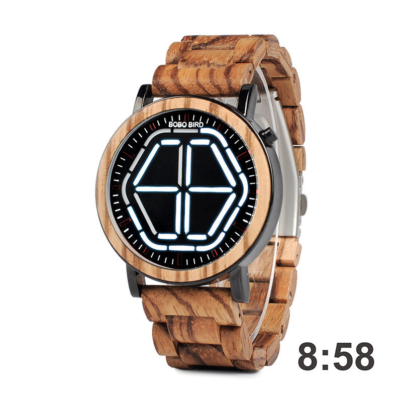 TrendWood Men's Wooden Digital Student Electronic Watch