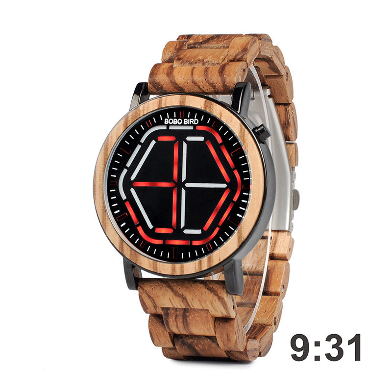 TrendWood Men's Wooden Digital Student Electronic Watch