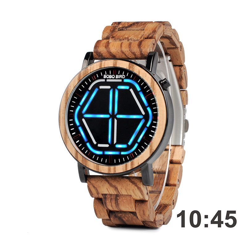 TrendWood Men's Wooden Digital Student Electronic Watch