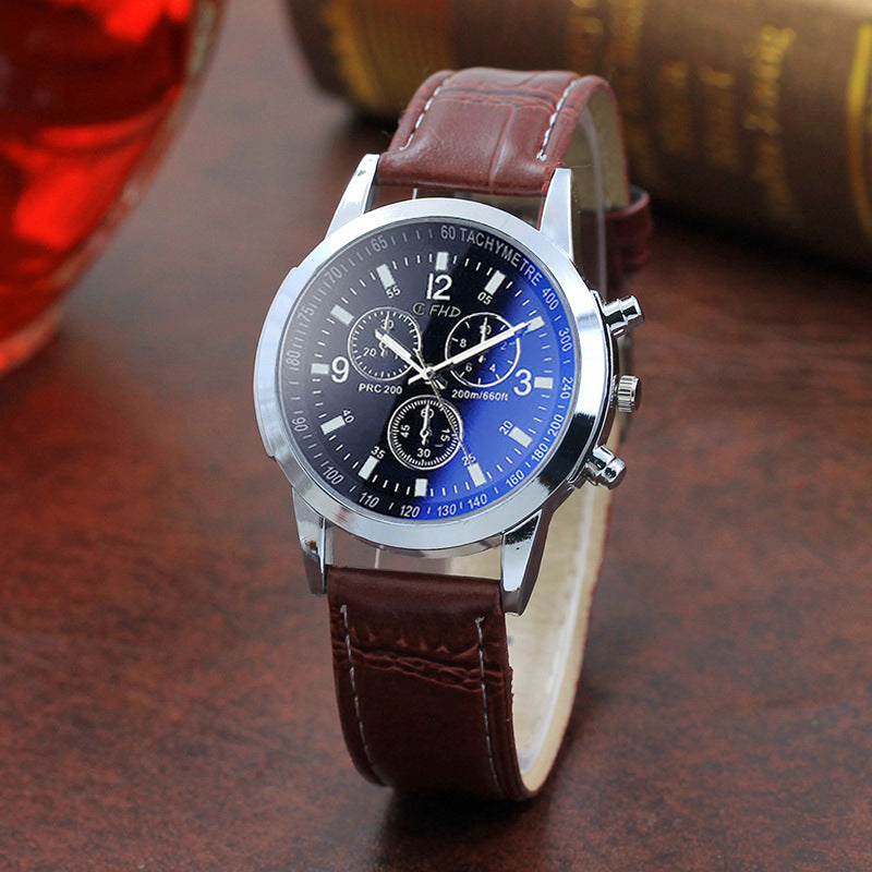 Azure Glass Belt Men's Fashion Gift Quartz Watch