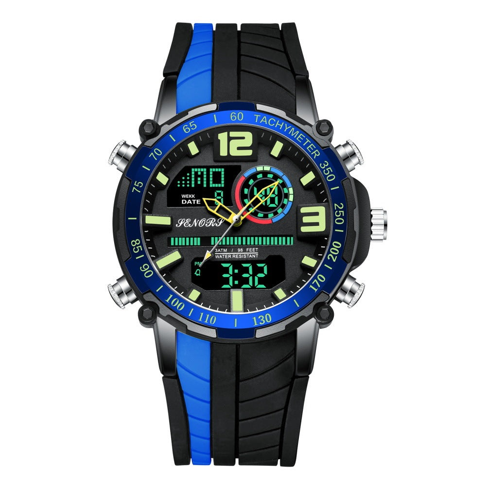 Sporty Multifunction Dual Display Men's Watch