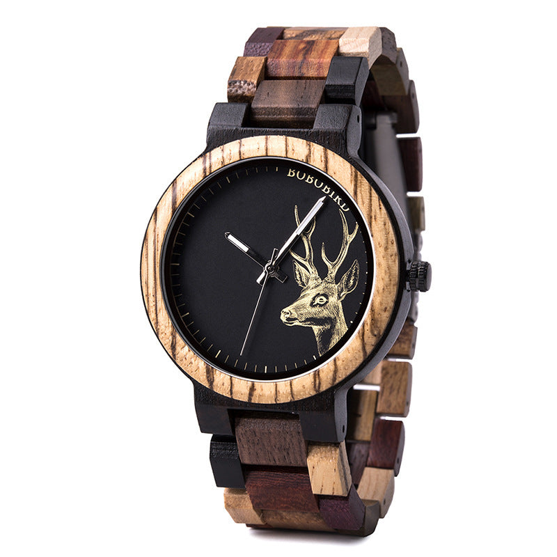 Art Retro Student Couple Wooden Quartz Watch