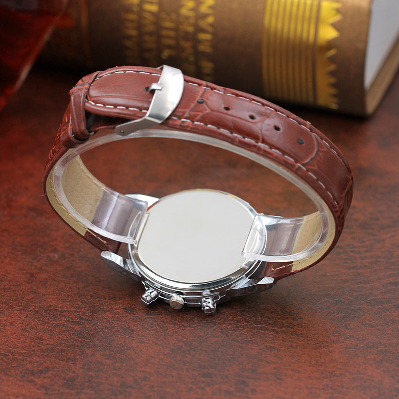 Azure Glass Belt Men's Fashion Gift Quartz Watch