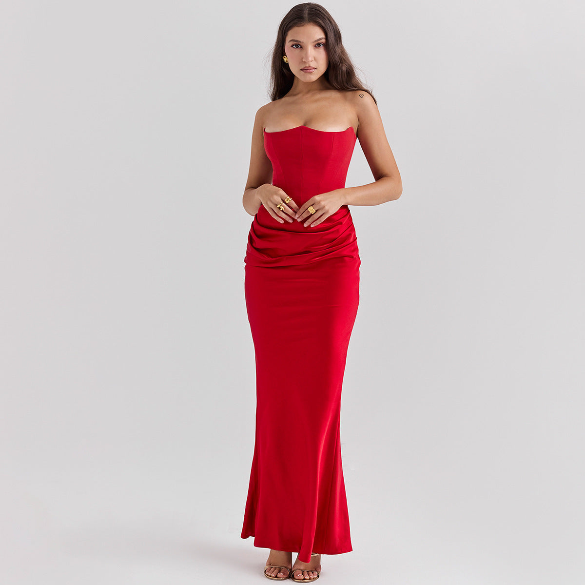 GlamourFit™ Elegant Tube Top Evening Gown – Sexy, Sleek & Sophisticated