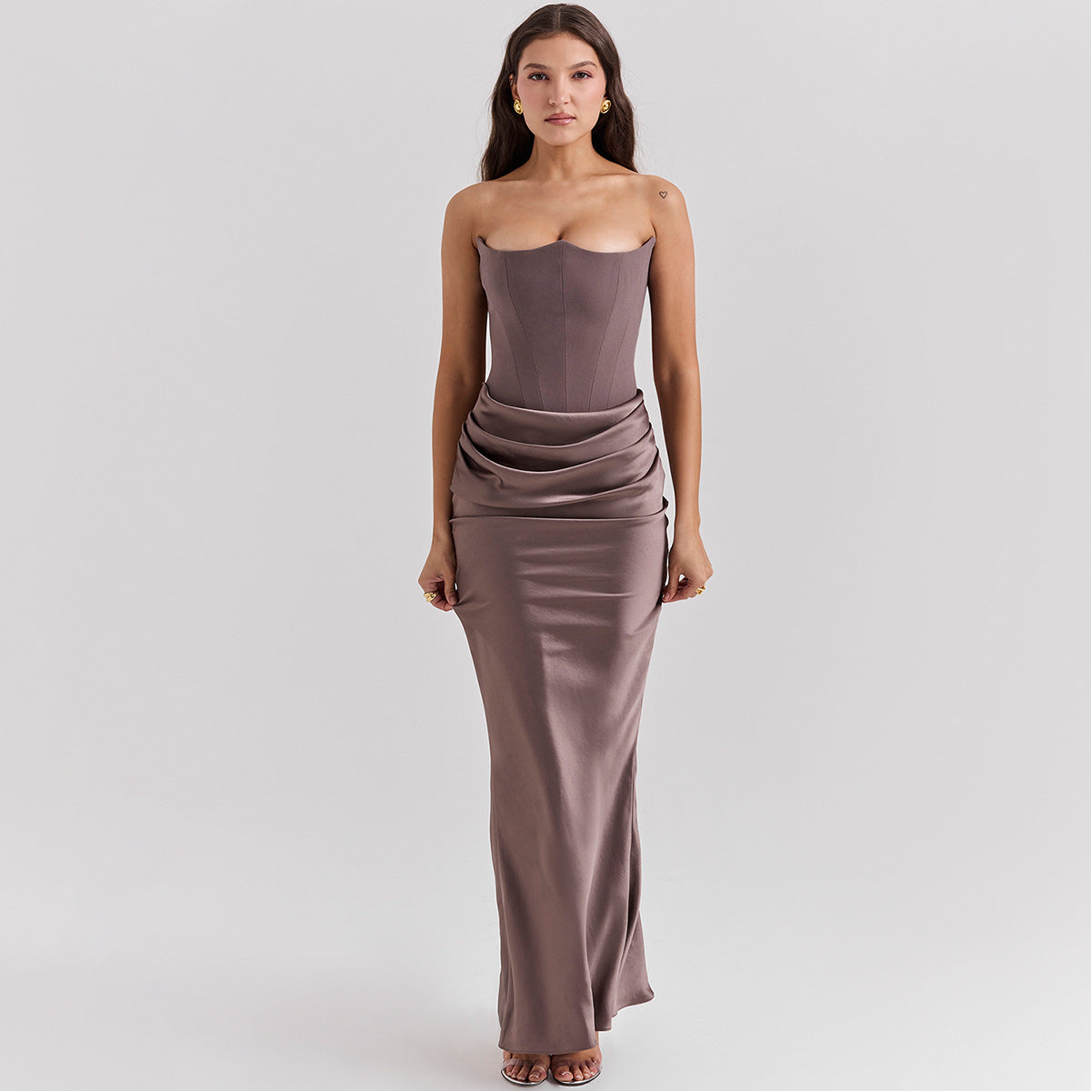 GlamourFit™ Elegant Tube Top Evening Gown – Sexy, Sleek & Sophisticated