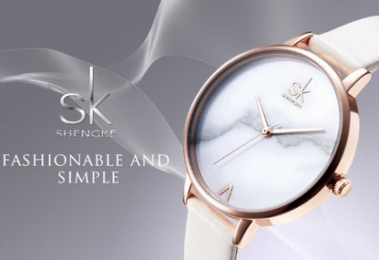 Shengke™ Luxe Marble – Elegant Quartz Wristwatch