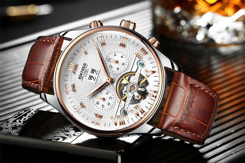 Automatic Hollow Tourbillon Mechanical Watch for Men