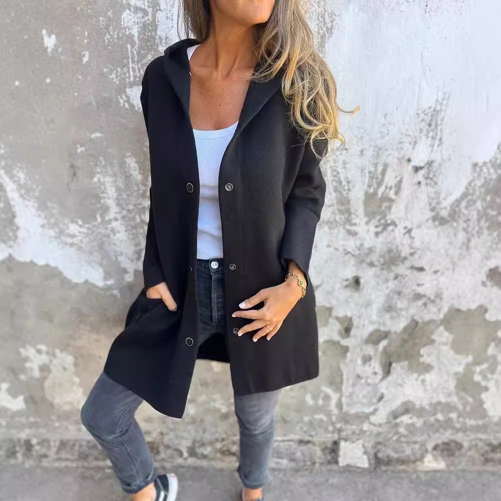 CozyTrend™ - Women's Hooded Single-Breasted Cardigan | Stylish & Lightweight Jacket