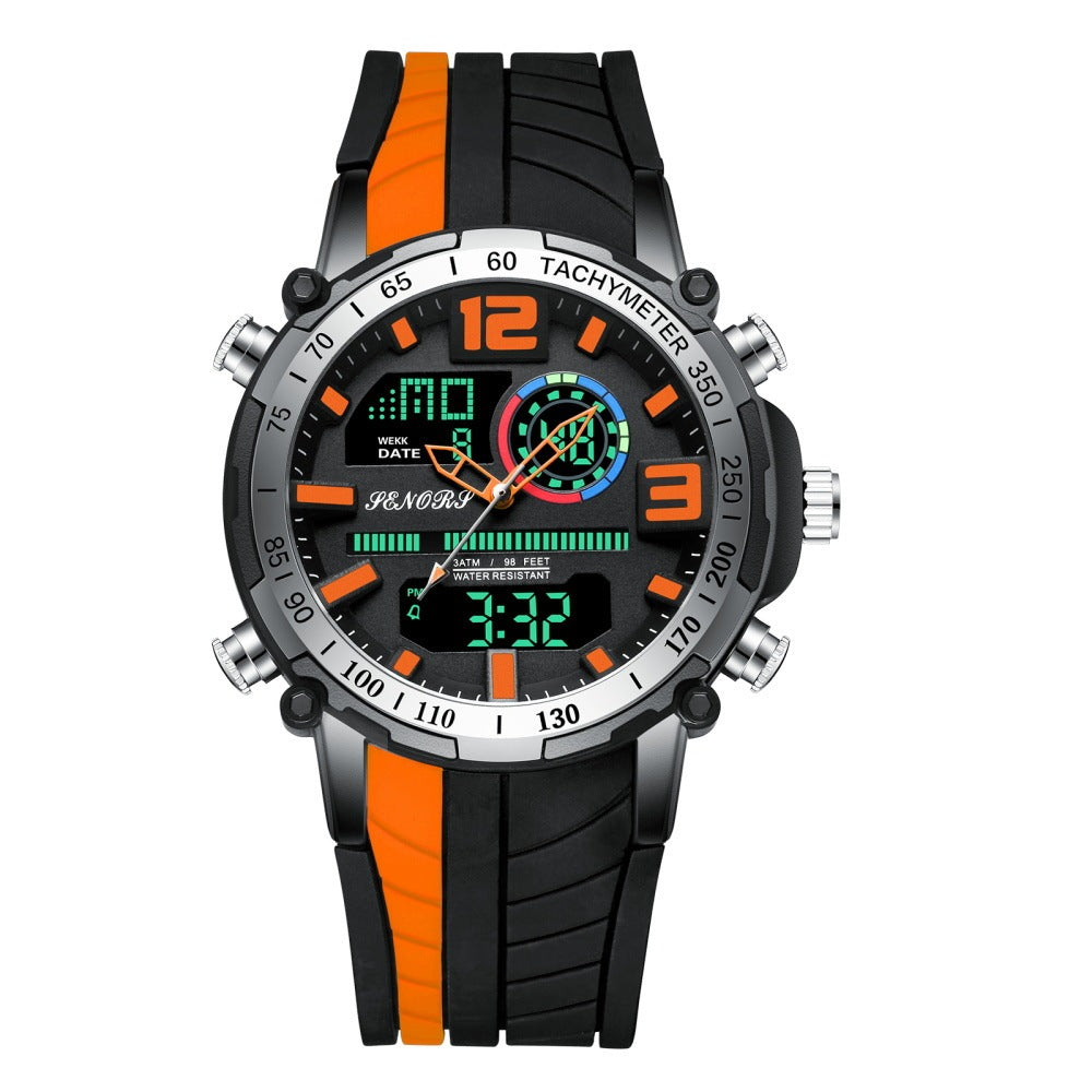 Sporty Multifunction Dual Display Men's Watch