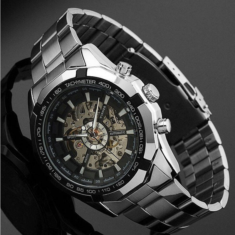 Elegance Redefined: Full Automatic Winner Men's Automatic Mechanical Watch with Steel Strip