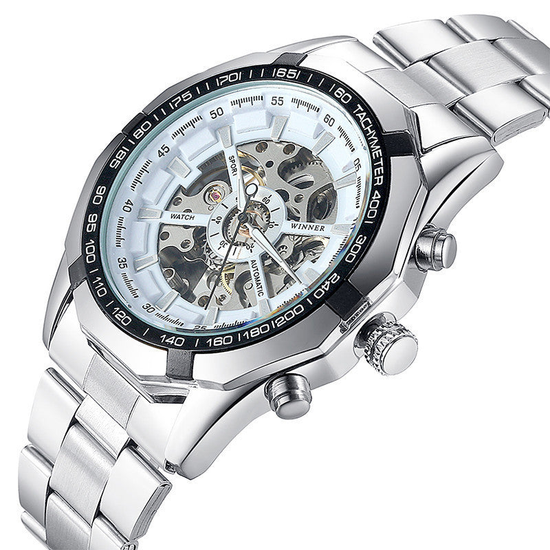 Elegance Redefined: Full Automatic Winner Men's Automatic Mechanical Watch with Steel Strip