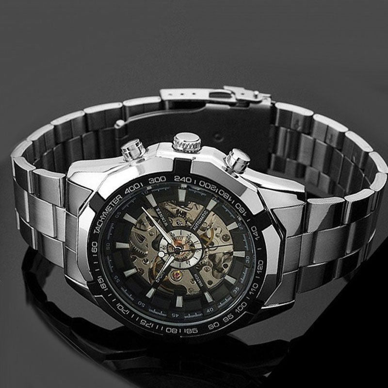 Elegance Redefined: Full Automatic Winner Men's Automatic Mechanical Watch with Steel Strip