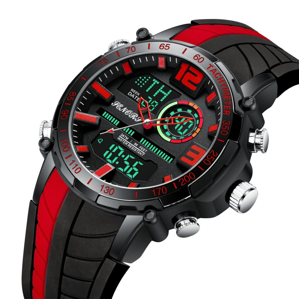 Sporty Multifunction Dual Display Men's Watch