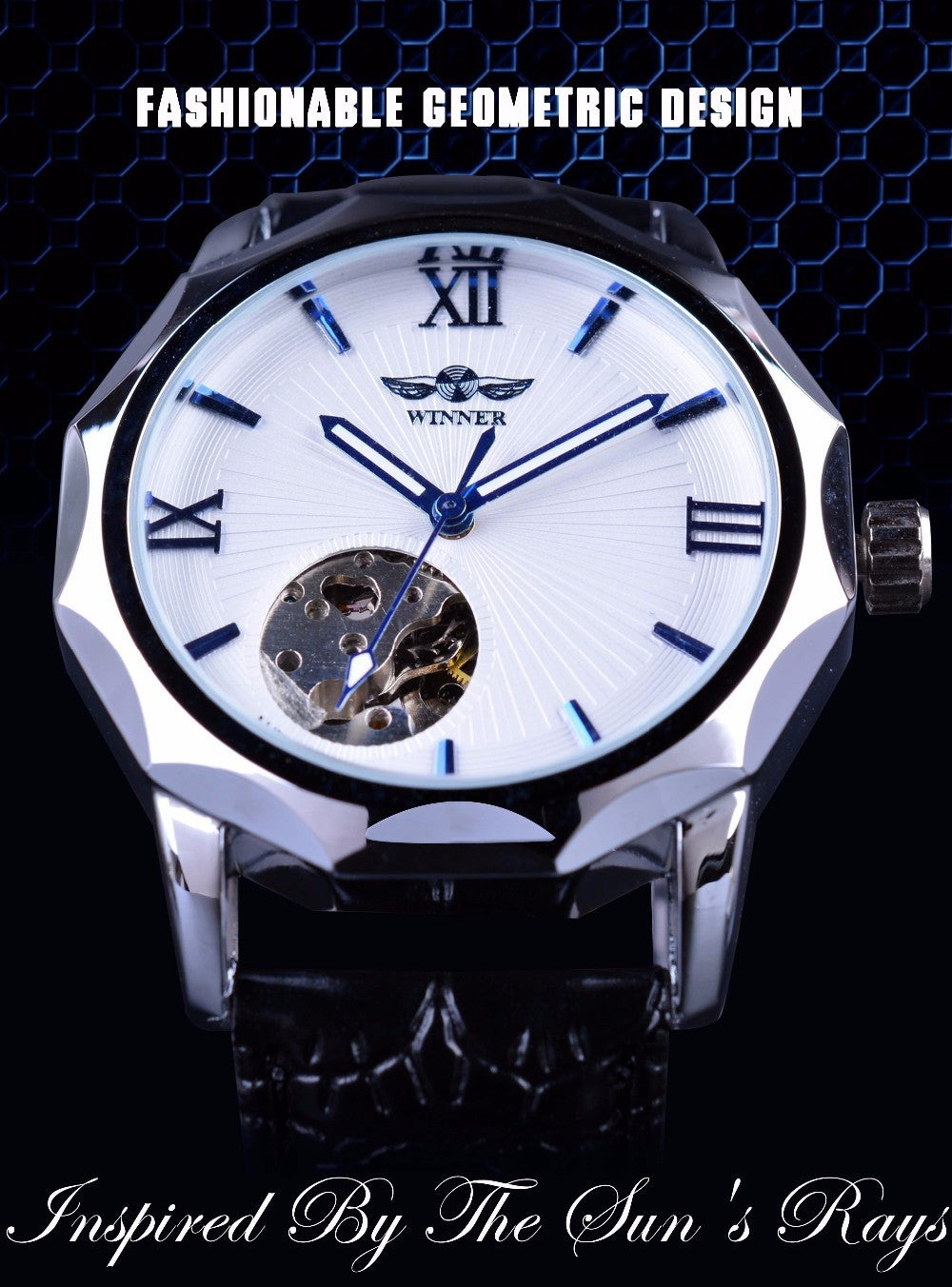 Timeless Precision: WINNER Authentic Men's Mechanical World Time Watch