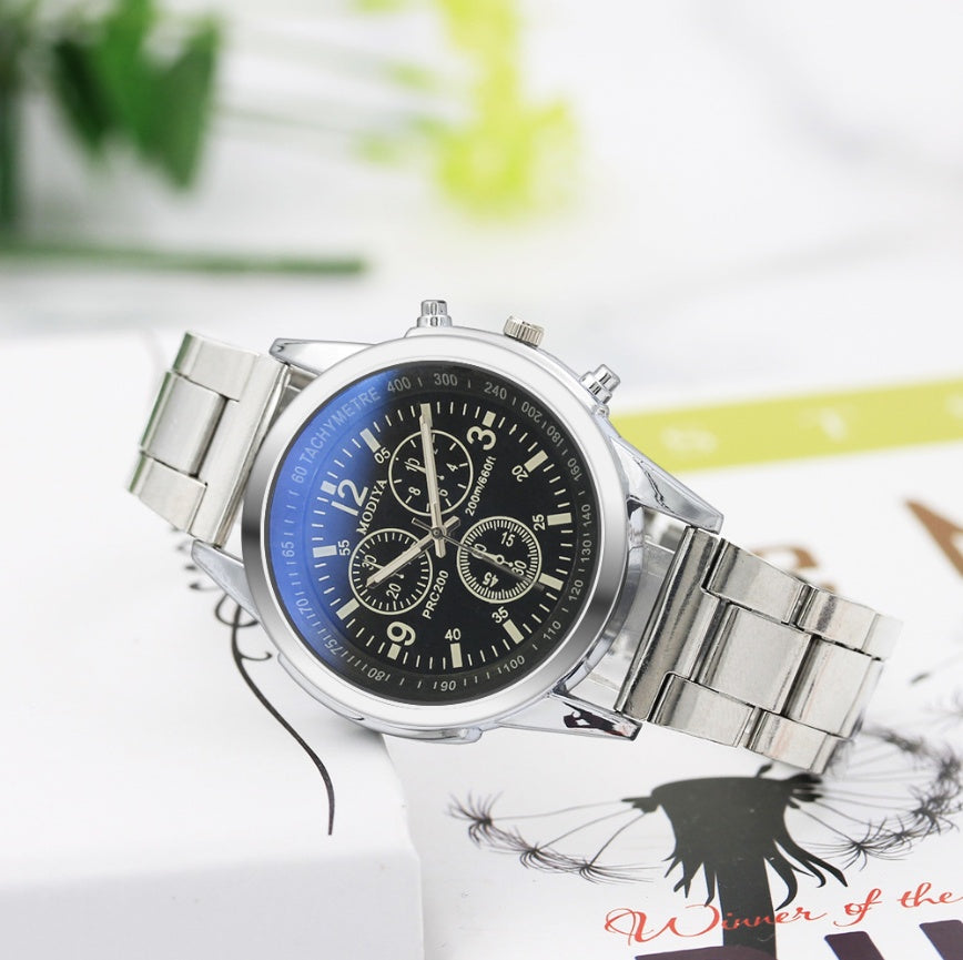 LUXORIS™ Blu-Ray Elegance – Stylish Steel Band Quartz Watch