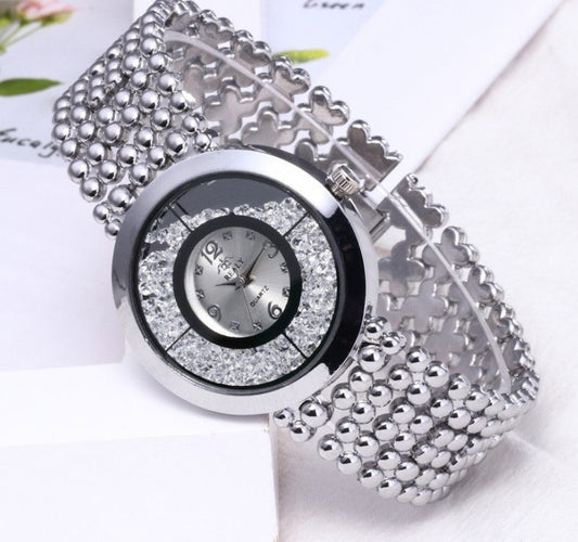 Amazon Hot Fashion Rhinestones Sandpaper Ladies Alloy Watch