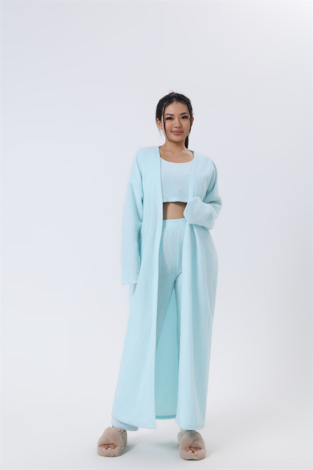 Cozy 3-Piece Lounge Pajama Set – Fluffy & Stylish Winter Wear