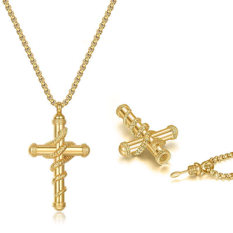 18k Gold Detachable Cross Snake Necklace Fashion Personality Clavicle Chain Necklace For Valentine's Day Loved Memorial Jewelry