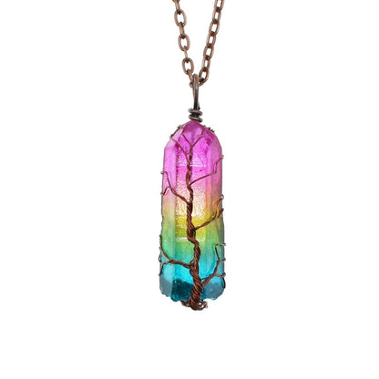 Tree of Life Crystal Pendant Necklace – Handcrafted Elegance & Positive Energy