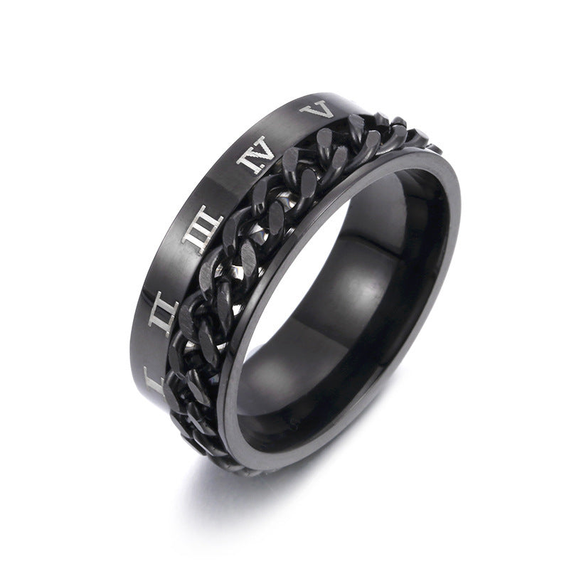 TitanForge™ Rotatable Roman Numeral Chain Ring – Stylish, Durable & Multi-Functional