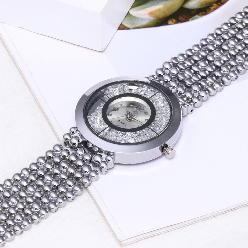 Amazon Hot Fashion Rhinestones Sandpaper Ladies Alloy Watch