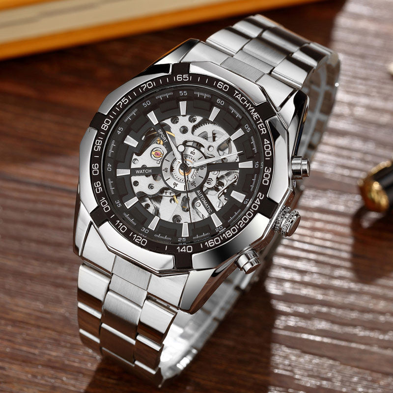 Effortless Elegance: Full Automatic Men's Automatic Mechanical Watch with Steel Strip