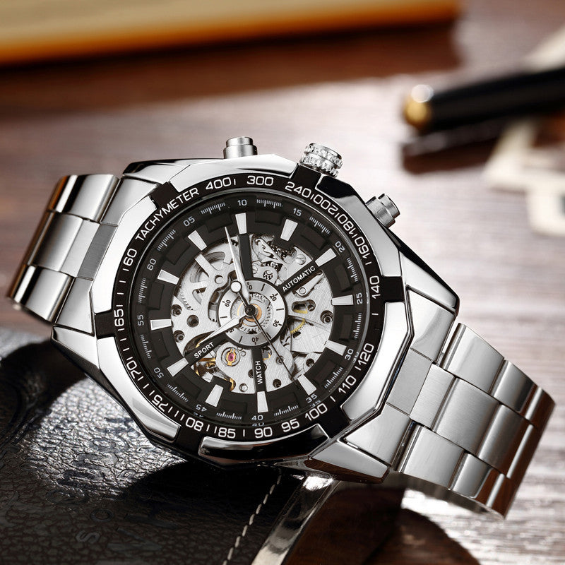 Effortless Elegance: Full Automatic Men's Automatic Mechanical Watch with Steel Strip