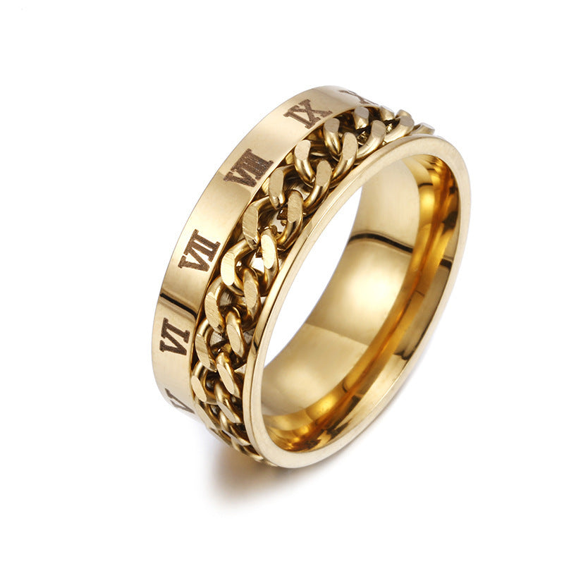 TitanForge™ Rotatable Roman Numeral Chain Ring – Stylish, Durable & Multi-Functional