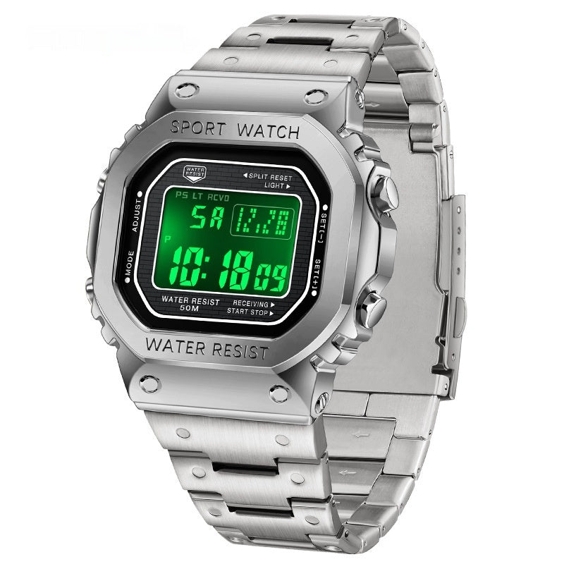 Square Fashion Sport Watch with Alarm Clock and Hand-Lifting Light Function