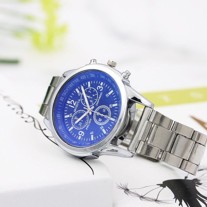 LUXORIS™ Blu-Ray Elegance – Stylish Steel Band Quartz Watch