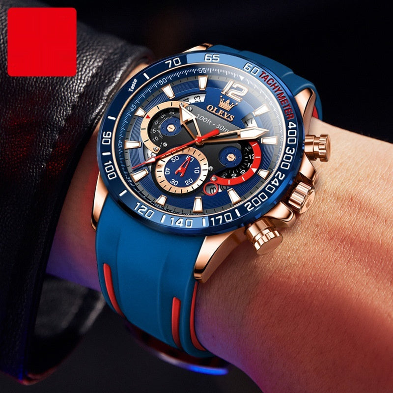 Silicone Band Multi-function Luminous Quartz Men's Watch