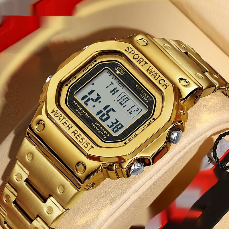 Square Fashion Sport Watch with Alarm Clock and Hand-Lifting Light Function