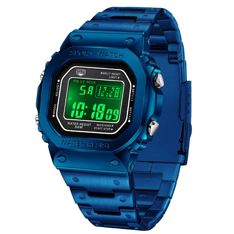 Square Fashion Sport Watch with Alarm Clock and Hand-Lifting Light Function