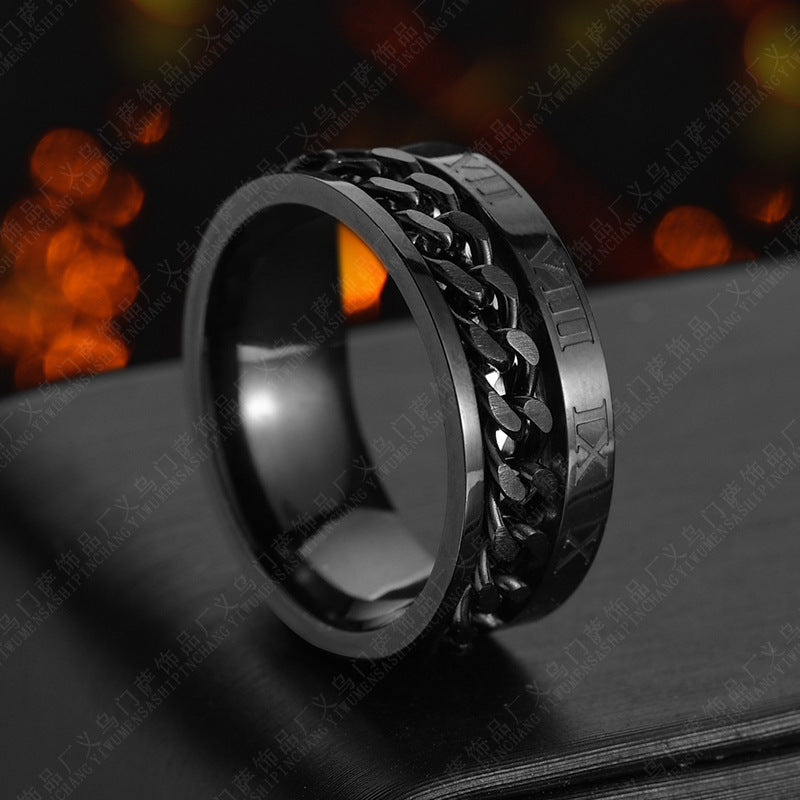 TitanForge™ Rotatable Roman Numeral Chain Ring – Stylish, Durable & Multi-Functional