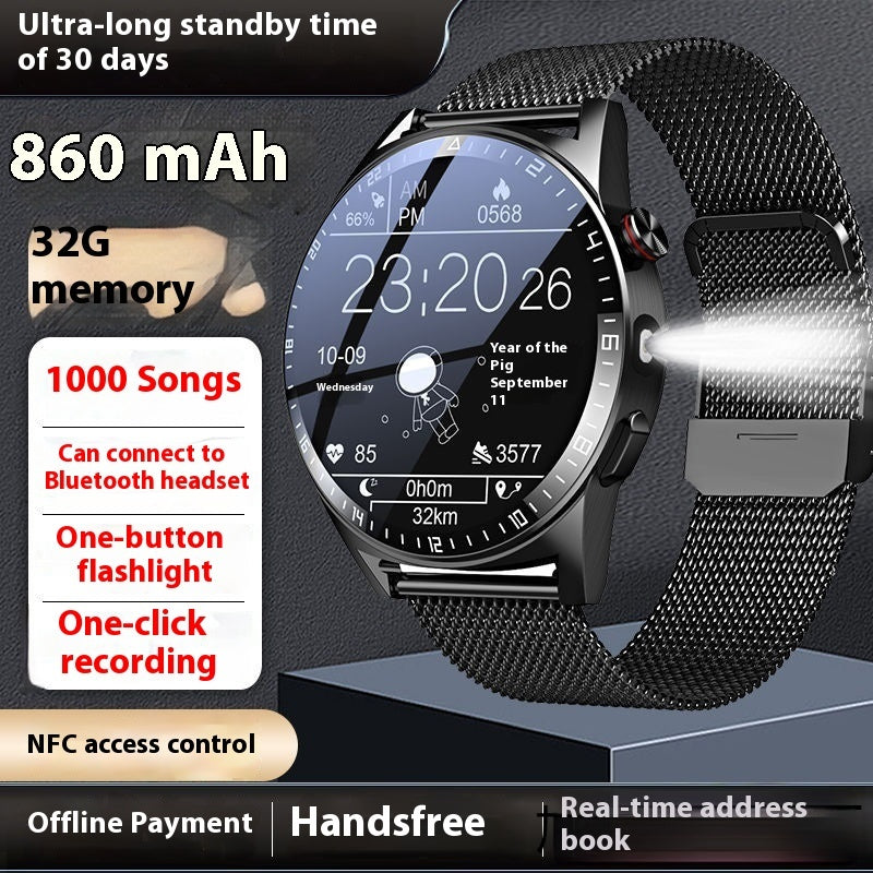 Stay Connected: 32G Memory Ultra-long Standby Smart Watch with Flashlight and Bluetooth Calling