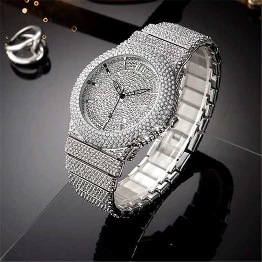 Diamond-Embedded Men's Color Calendar Quartz Watch