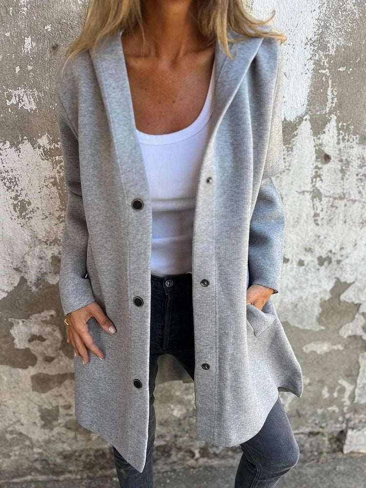 CozyTrend™ - Women's Hooded Single-Breasted Cardigan | Stylish & Lightweight Jacket