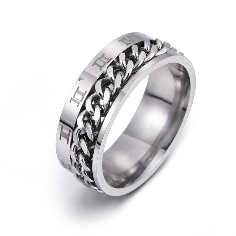 TitanForge™ Rotatable Roman Numeral Chain Ring – Stylish, Durable & Multi-Functional