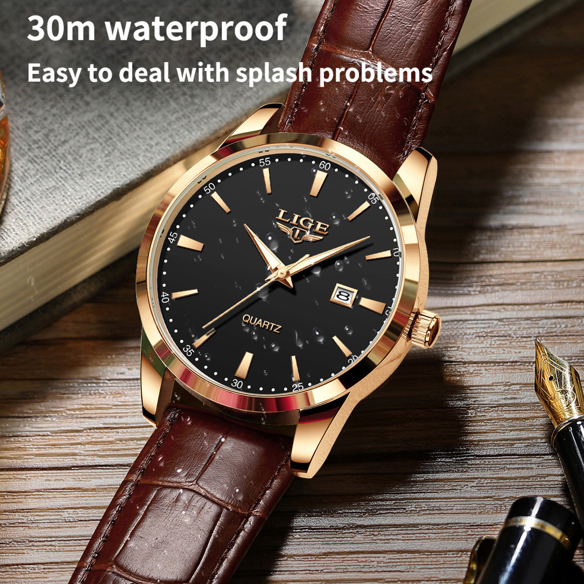 Regal Men's Waterproof Quartz Watch with Single Calendar