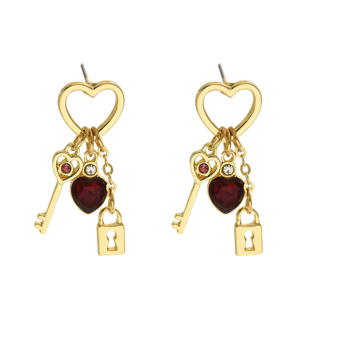 Valentine's Day Gift Luxury Love Earrings With Rhine Stone Lock Series Diamond Lock-shaped Special-interest Earrings For Women